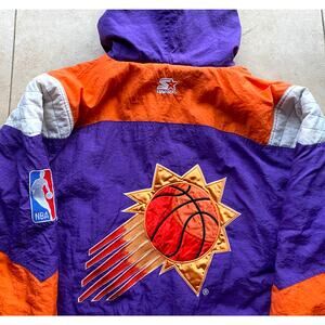 Phoenix Suns 90 STARTER Color Block puffer 1/2 Pullover jacket XL purple NBA vtg
